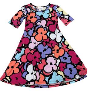 Lularoe Girls Floral Swing Adeline Dress Size 4 Multicolor